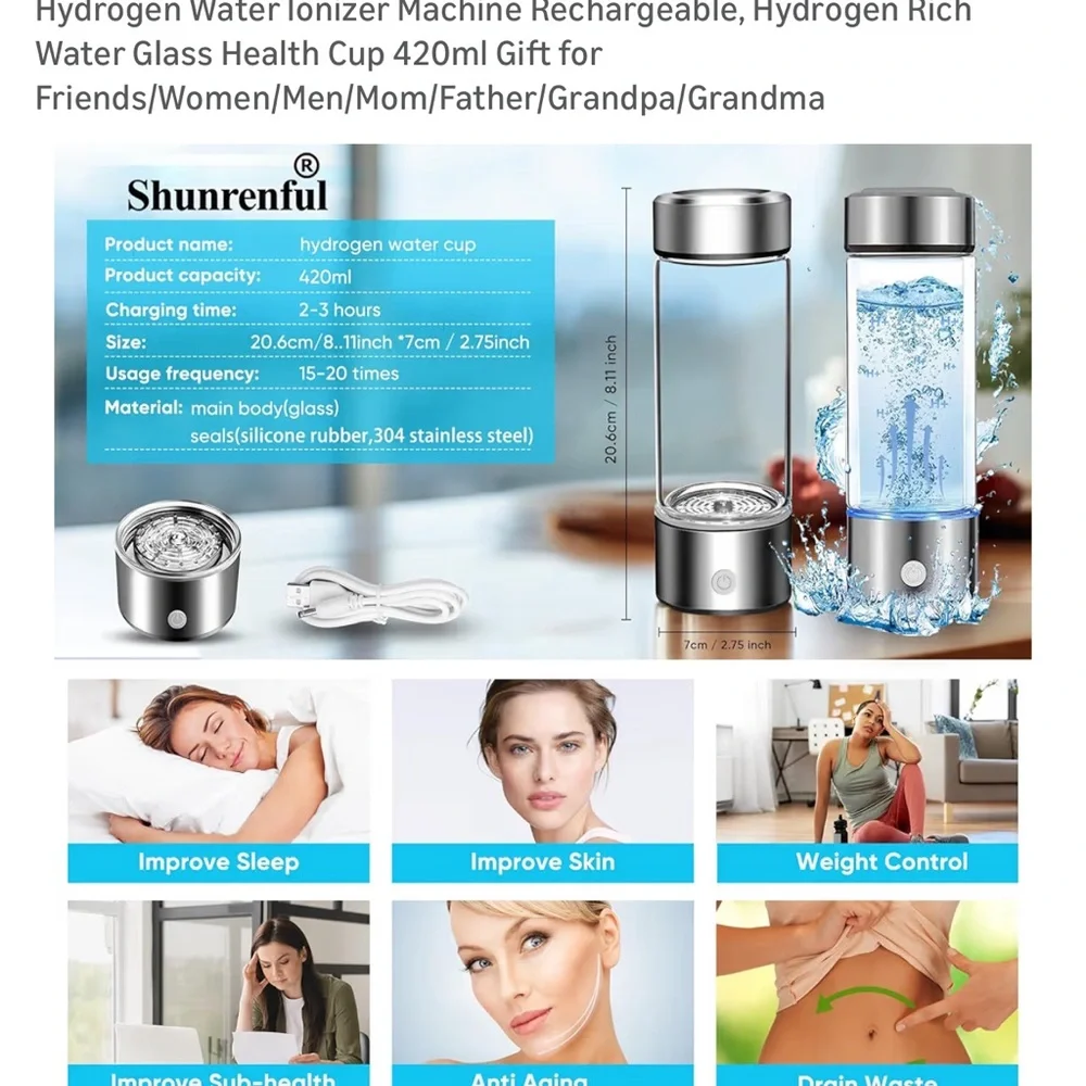 Portable Hydrogen Water Generator with USB Charging - Silver